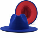 New White Red Patchwork Felt Jazz Hat Cap Men Women Flat Brim Wool Blend Fedora Hats Panama Trilby Vintage Hat 56-58-60CM