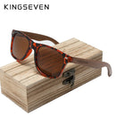 KINGSEVEN 新黑胡桃木偏光太阳镜 男士眼镜 手工制作 UV400 防护复古木盒