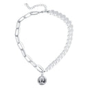 European and American retro portrait of exaggerated thick chain necklace double personality chain hip-hop neck chain short colla