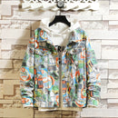 Autumn Graffiti Denim Jacket 2021 New Japan Style Fashion Jeans Jacket Casual Bomber Punk Streetwear Clothes Men Spring Jacket