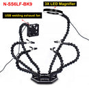 Toolour Multi Soldering Station Helping Third Hand 3X USB LED Magnifying Glass Lamp USB Fan  For PCB Welding Repair Station Tool