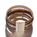 Amorcome Snakeskin Pattern Leather Bracelets for Women 2022 Trendy Metal Pipe Wide Multilayer Wrap Bracelet Female Jewelry Gift