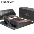 KINGSEVEN 新黑胡桃木偏光太阳镜 男士眼镜 手工制作 UV400 防护复古木盒