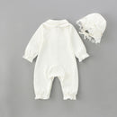 Newborn Baby Girls Rompers Jumpsuit England Style Peter Pan Collar Lace Cute Fashion Baby Clothes Outfit 0-24M