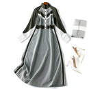 Fashion mosaic dress autumn 2019 stand collar single-breasted mid-length houndstooth A-line dresses