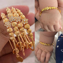 24K 4pcs Baby Bangles Ethnic Gold Color Dubai Bangles Kids Bracelet Luxury Bracelet Dubai Bangles Child Jewelry Birthday Present