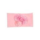 Nishine Soft Stretch Satin Rose Flower Baby Headband Newborn Knot Wide Nylon Headwraps Turban Girls Headwear Kids Photo Props