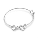 JewelOra Personalized Engraving Name Heart Charms Bracelets for Women Stainless Steel Customized Bangle DIY Jewelry Gift for Her