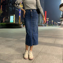 KarSaNy Denim Skirt Long Straight Skirts Womens Summer Blue Vintage Skirt Jeans Women Denim Long Skirts For Women Summer 2021