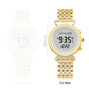 AL Harameen Fajr Time Watch with Azan and Qibla Direction Water Resistant Stainless Steel Islamic Lady Prayer Clock