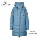 GASMAN 2022 长款羽绒冬装外套女加厚带帽派克大衣保暖女士品牌棉服冬季 M-180