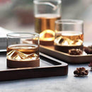 5oz Mountain Wine Glass mug with Wooden chinese tea mug Bottom Whiskey Glasses Japanese Household Tea Cup wood mug gift