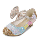 Girls' Leather Shoes Princess 2021 CHILDREN'S Shoes round-Toe Soft-Sole Big girls High Heel Princess Crystal Shoes