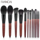 RANCAI 12件套高品质化妆刷套装粉底散粉腮红眼影海绵刷柔软羊毛纤维毛化妆工具