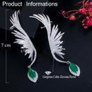CWWZircons Luxury Full Cubic Zirconia Pave Popular Big Long Drop Feather Wing Ear Cuff Earrings for Women CZ625