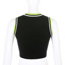 Sweetown Argyle Plaid Knitted Tank Top Female Streetwear Preppy Style New Clothes Stripe VNeck Cropped Knitwear 90s Sweater Vest