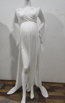 Maternity Dresses for Photo Shoot Sexy Shouldless Puff Sleeve Dresses for Pregnant Women Maxi Long Pregnancy Photography Dress