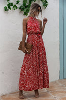 Summer Long Dress Women 2022 Polka Dot Casual Midi Dresses Black Halter Strapless Sundress Vacation Dress Clothes For Women