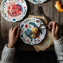 8 Inch Nordic Creative Cartoon Hand Painted Cat Plate Ceramic Tableware Under Glazed Dessert Dish Microwave Snack Steak Plate
