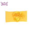 Nishine Soft Stretch Satin Rose Flower Baby Headband Newborn Knot Wide Nylon Headwraps Turban Girls Headwear Kids Photo Props