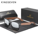 KINGSEVEN 新黑胡桃木偏光太阳镜 男士眼镜 手工制作 UV400 防护复古木盒