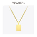 ENFASHION Personalized Engraved Name Necklace Stainless Steel Circle Square Pendant Necklaces For Couples Jewelry Custom PB3010