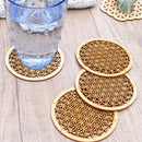 The Sacred Geometry | Flower of Life Engraved Wooden Coaster Set