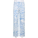 IAMSURE Zebra Print Trousers Women Streetwear Cool Mid-Waisted Autumn Spring Wide Leg Pants  Korean Casual Korean Style Fashion