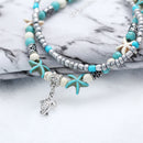 BLUESTAR Bohemian Multiple Layers Turtle Beads Anklets jewelry Vintage Chain Anklet Bracelet Beach Jewelry DIY bangle set