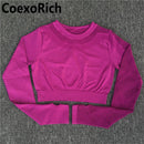 Yoga Set Women Fitness Gym Clothing Sport Suit Seamless Hollow Out Long Sleeve Crop Top High Waist Workout Leggings Sportwear