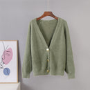 Hirsionsan Elegant Long Sleeve Mohair Sweater Women 2020 New Single-Breasted Female Short Cardigan Soft Flexible Knitted Outwear