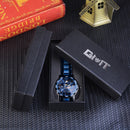 Winner Transparent Diamond Mechanical Watch Blue Stainless Steel Skeleton Watch Top Brand Luxury Business Luminous Male Clock