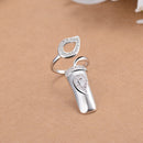 New Fashion Creative Opening Ring Flower Crystal Female Nail Cover Ring Set Jewelry Bridal Wedding Ring Wholesale