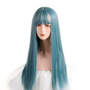 VICWIG Cosplay Wig With Bangs Synthetic Straight Hair 24 Inch Long Heat-Resistant Pink Wig For Women