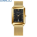 CRRJU Watch Men Top Brand Luxury Square Golden Quartz Stainless Steel Waterproof Wrist Watch Relogio Masculino