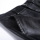 Oversized High Waist Pu Wide Leg Ankle-length Pants Women Baggy Black Shiny Faux Leather Womens Loose Pant 2022 Korean Trousers