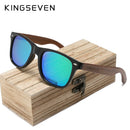 KINGSEVEN 新黑胡桃木偏光太阳镜 男士眼镜 手工制作 UV400 防护复古木盒