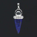 KFT Natural Healing Crystal Quartz Cone Shape Amethysts Stone with Round Beads Pendulum Stone Pendant Amulet Jewelry