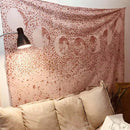 Pink Starry Sky Wall Carpet Tapestry Wall Hanging Moon Hippie Psychedelic Tapestry Mandala Floral Boho Decor Yoga Beach Blanket
