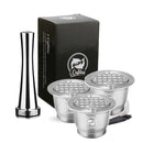 ICafilas  Reusable Coffee Filter for Nespresso  Machine With Tamper Stainless Steel Capsule for Nospresso