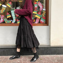 Long Tulle Midi Skirts Womens 2022 Autumn Elastic High Waist Mesh Tutu Pleated Skirts Female Black White Long Skirt Streetwear