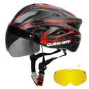 QUESHARK Men Women Ultralight Cycling Helmet MTB Road Bike Bicycle Motorcycle Riding Removable Yellow Colorful Lens QE111