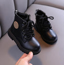 2022 Autumn/Winter Children Boots Boys Girls Leather Snow Boots Plush Fashion Waterproof Non-slip Warm Kids Boots Shoes 21-30