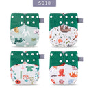 Elinfant Gray Mesh Cloth 4pcs Eco-friendly Diaper Washable Cloth Diaper Adjustable Baby Nappy Reusable pocket Diapers