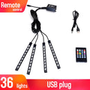 Led Car Interior Backlight With Usb Cigarette Lighter Ambient Atmosphere Mood Light Rgb Remote App Auto Foot Decorative Lamp