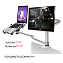 OA-7X Multimedia Desktop Dual Arm 27inch LCD Monior Holder+ Laptop Holder Stand Table Full Motion Dual Monitor Mount Arm Stand