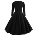 Elegant Black Embroidery Wrist Sleeve Women Dresses 2022 New Autumn Winter Casual O Neck Cotton A Line Vintage Party Vestidos