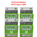 New Original AA 1.5V 2600 mWh USB rechargeable li-ion battery for remote control mouse small fan Electric toy battery + Cable