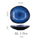 KINGLANG 1/2/4 Pcs  Nordic Ceramic Food Dish Plate Household Pottery Irregular Dish Salad Platter Dish Dinnerware