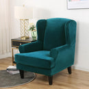 Wing back Chair Cover Velvet Spandex Stretch Slipcovers for office Chairs Stylish 2 Piece Set With Elastic Band